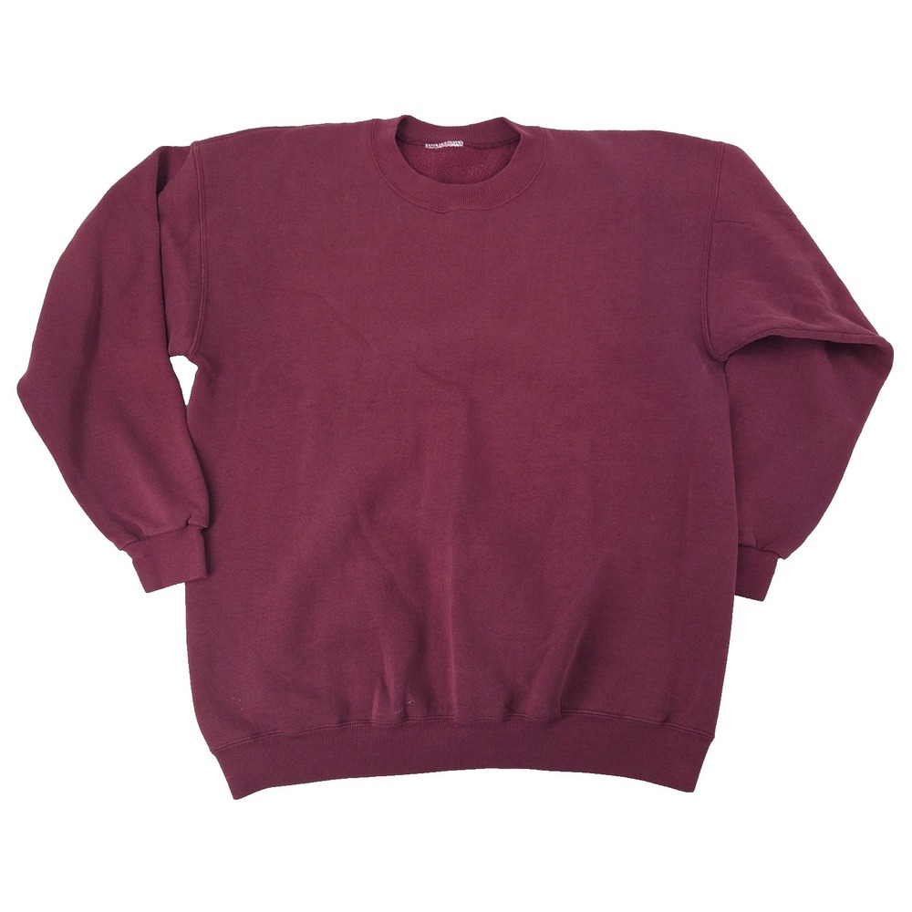 VTG 90s Brick Red Blank Crewneck Sweatshirt Sz XL Cut Tag USA Made STAIN Look